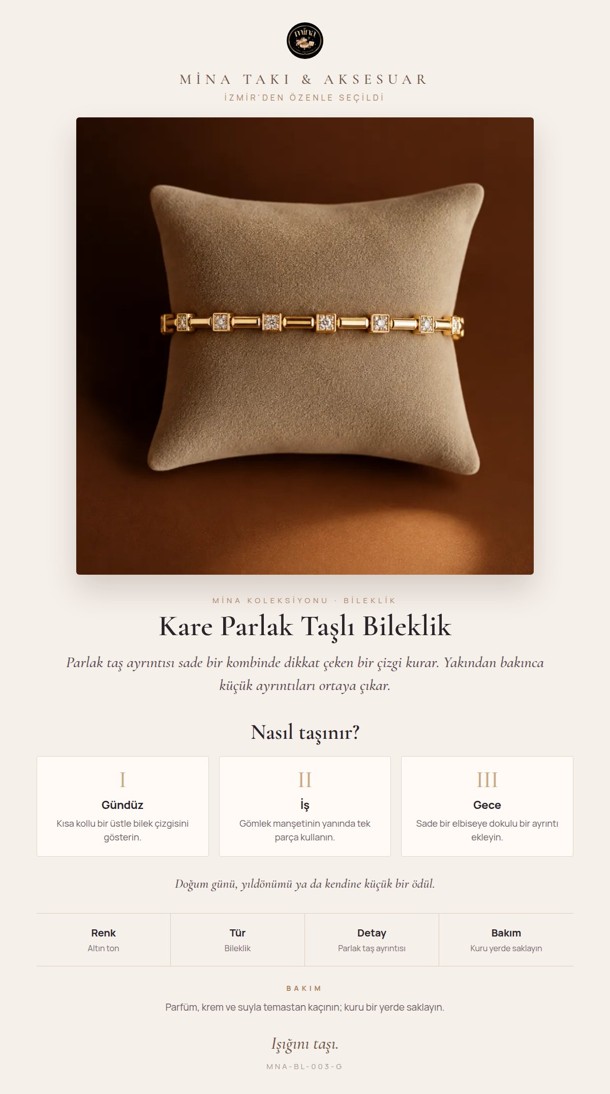 Stil hikâyesi: Kare Parlak Taşlı Bileklik