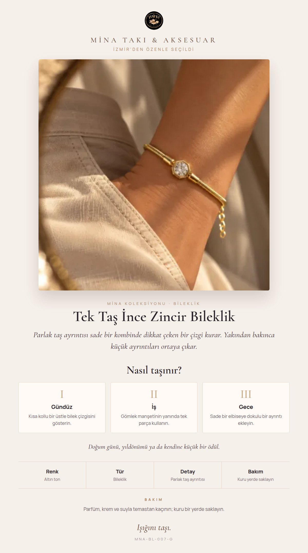 Stil hikâyesi: Tek Taş İnce Zincir Bileklik