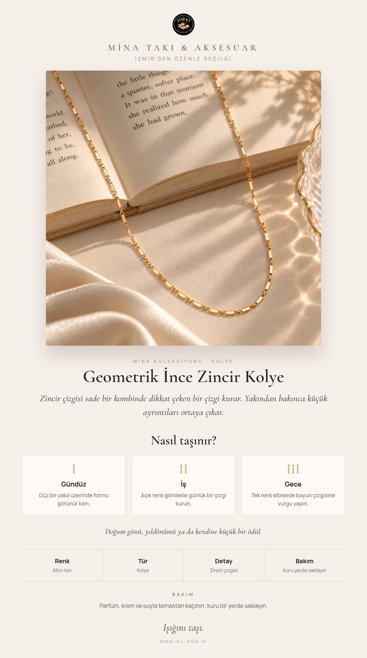 Stil hikâyesi: Geometrik İnce Zincir Kolye