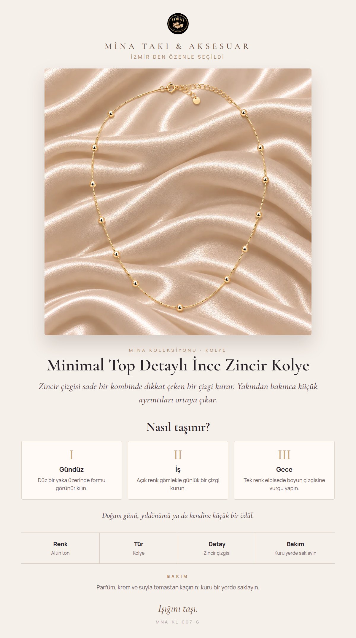 Stil hikâyesi: Minimal Top Detaylı İnce Zincir Kolye