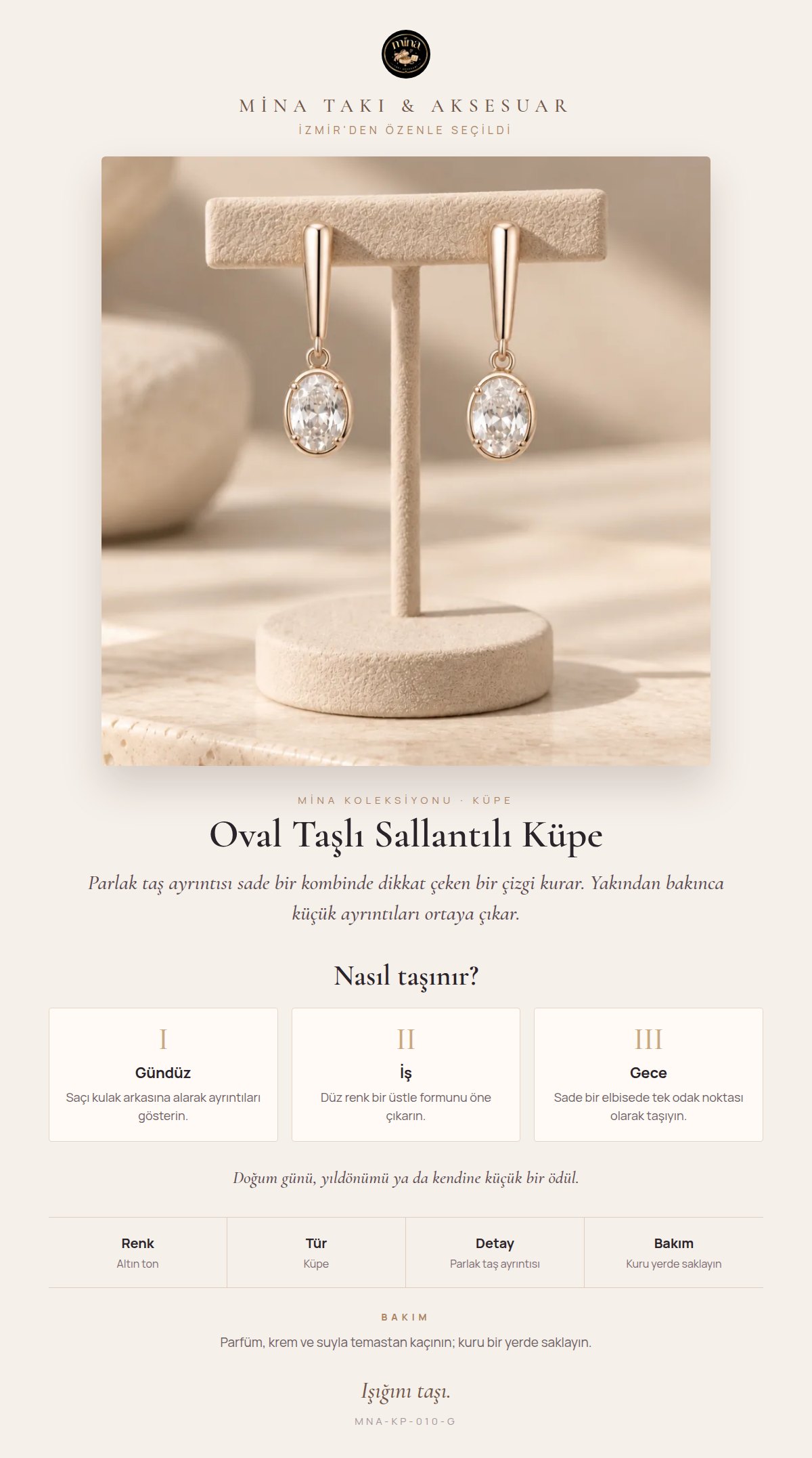 Stil hikâyesi: Oval Taşlı Sallantılı Küpe