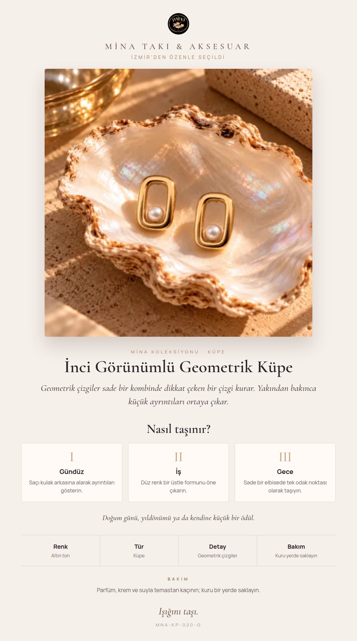 Stil hikâyesi: İnci Görünümlü Geometrik Küpe