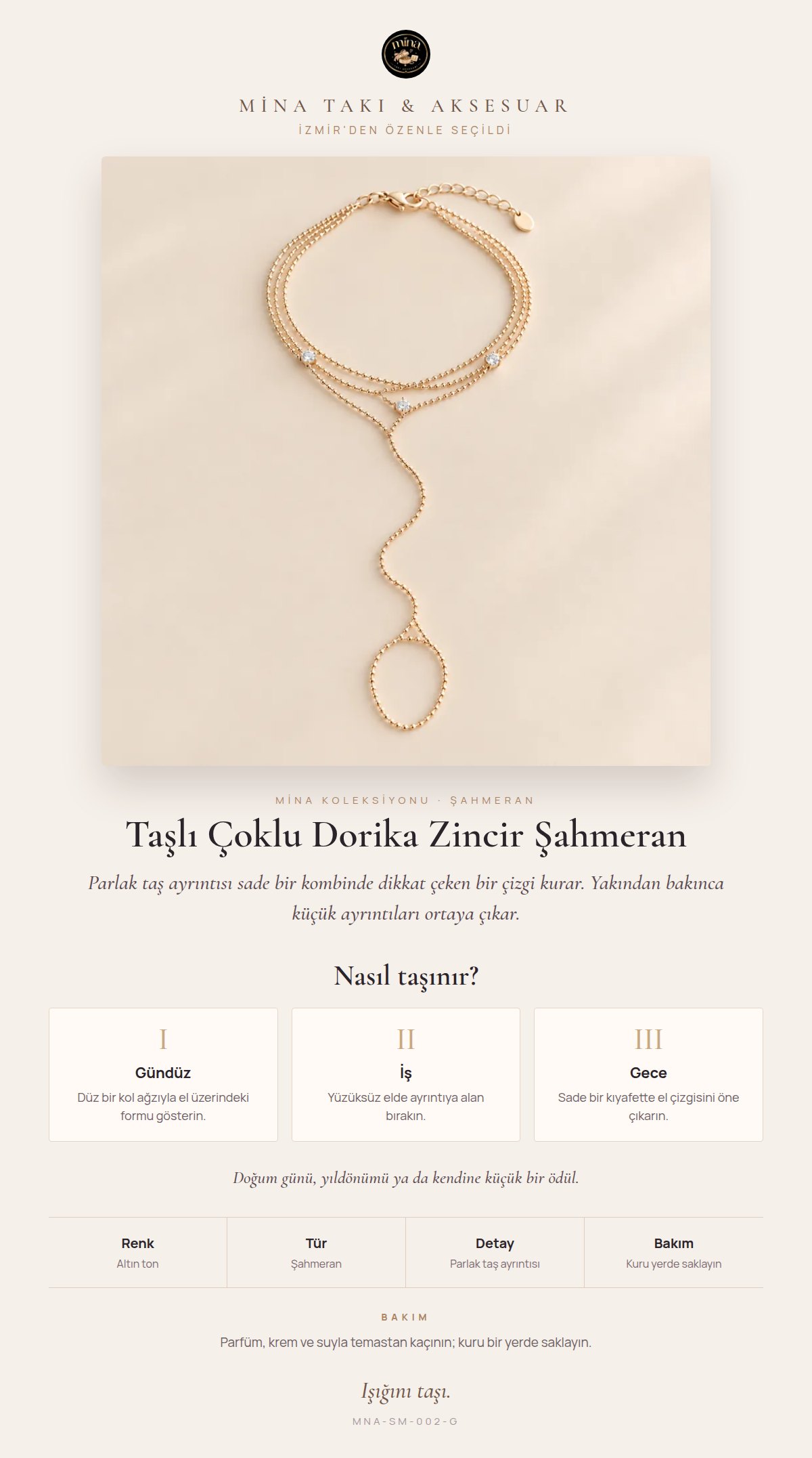 Stil hikâyesi: Taşlı Çoklu Dorika Zincir Şahmeran