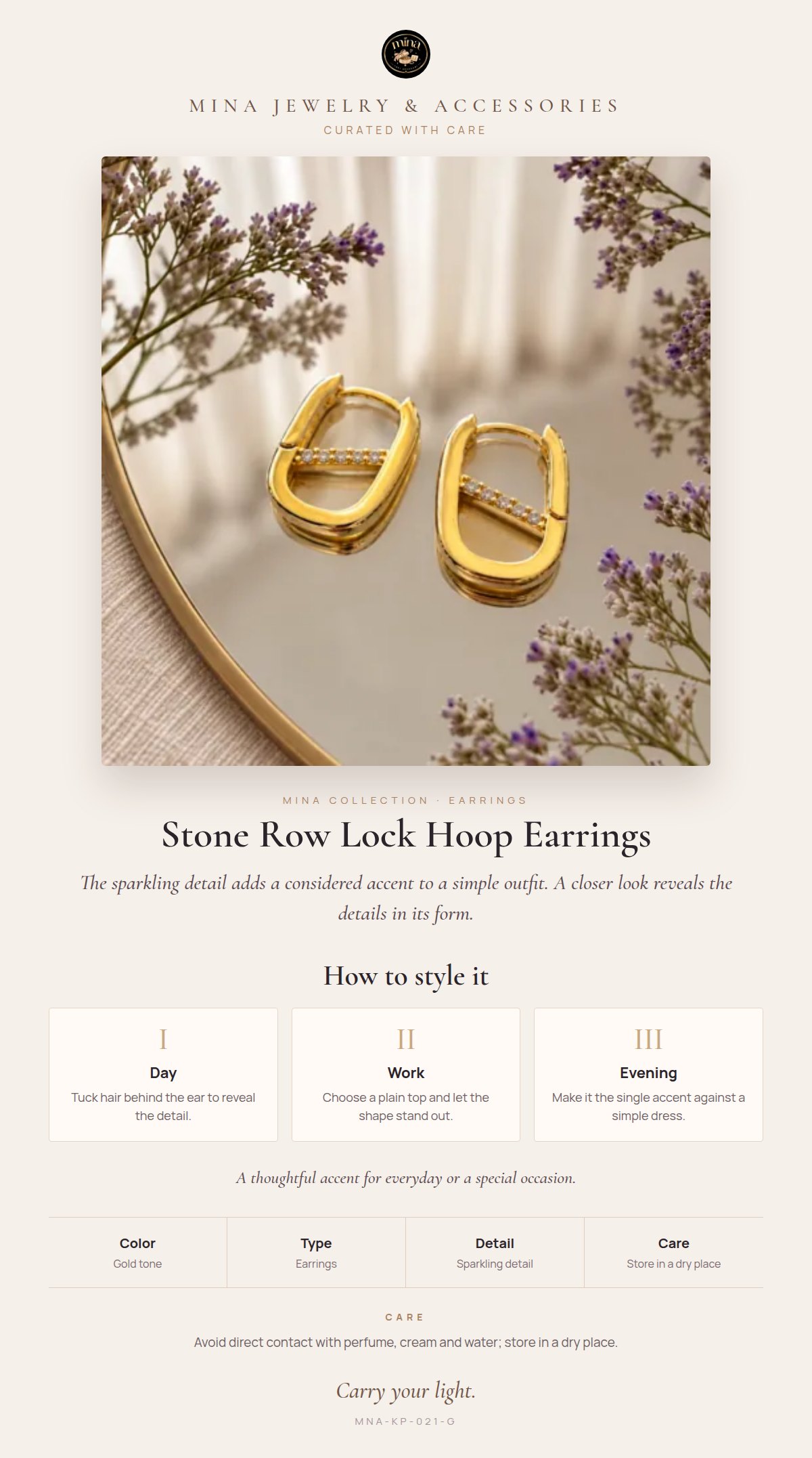 Style story: Stone Row Lock Hoop Earrings – Gold Tone