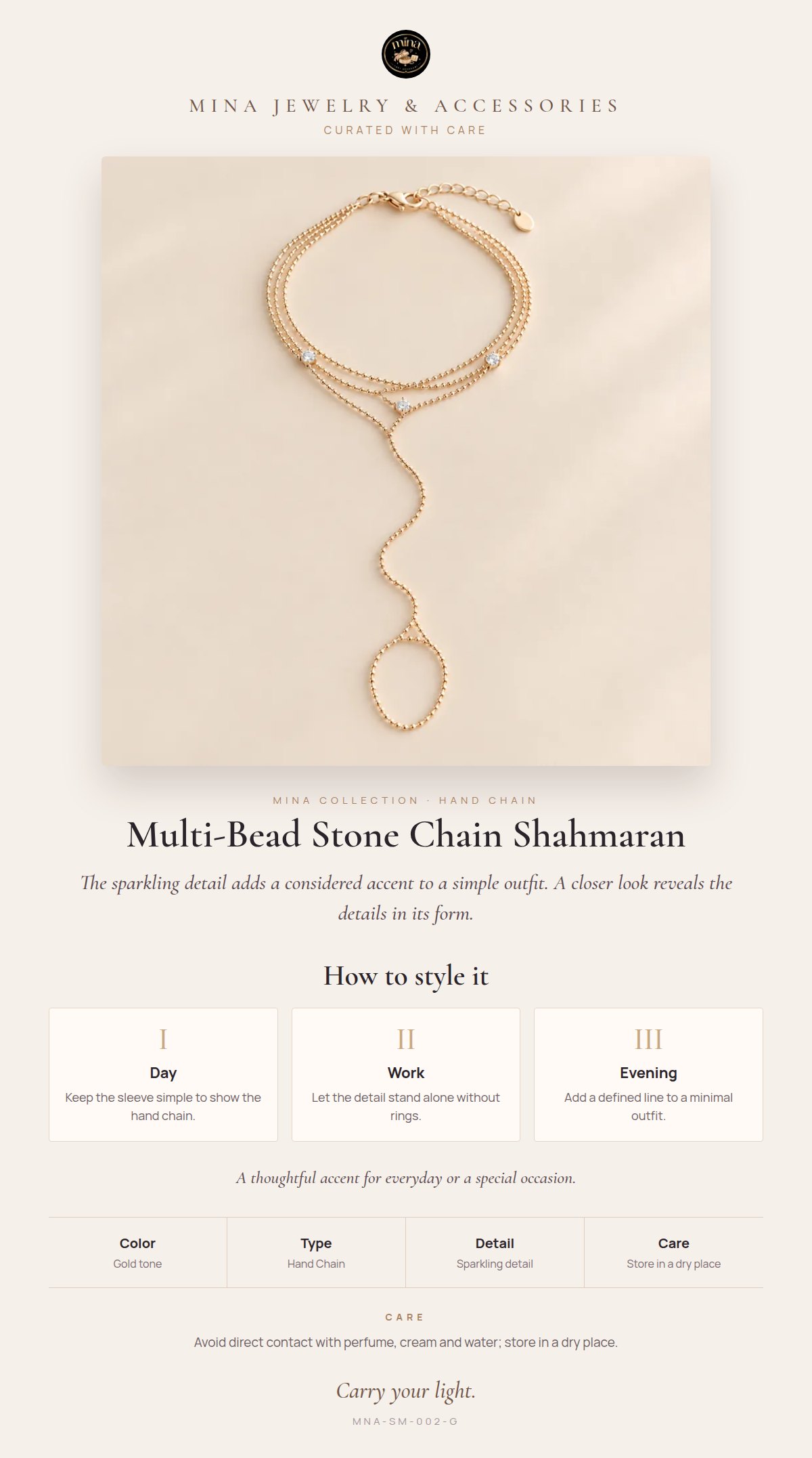 Style story: Multi-Bead Stone Chain Shahmaran – Sparkling Stones, Gold Tone