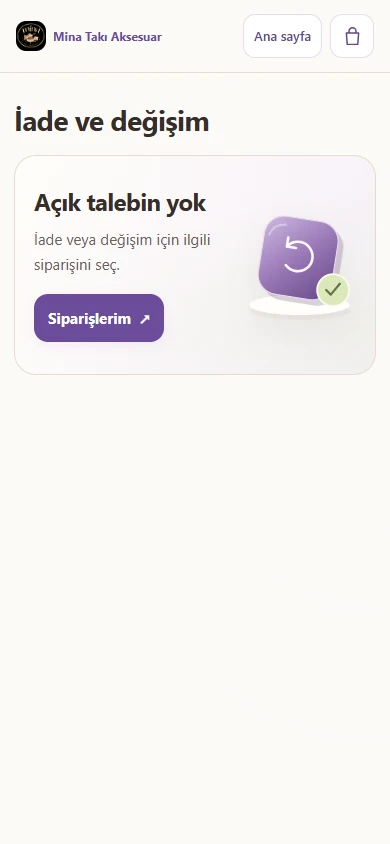 Gerçek arayüz: İade ve değişim